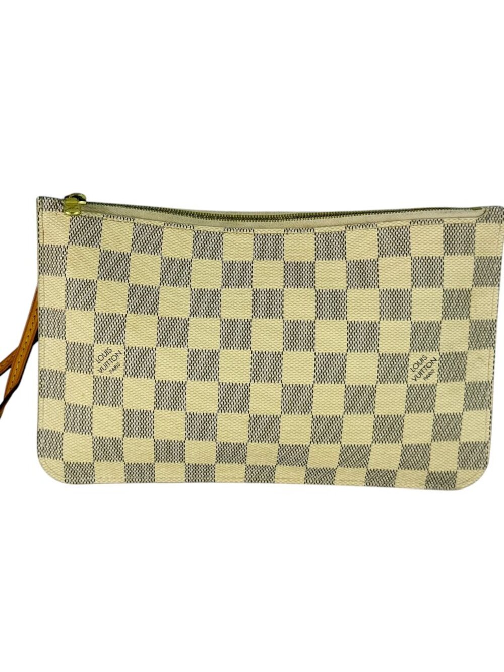 LOUIS VUITTON Canvas Damier Azur Neverfull Wristlet Pouch Made in USA